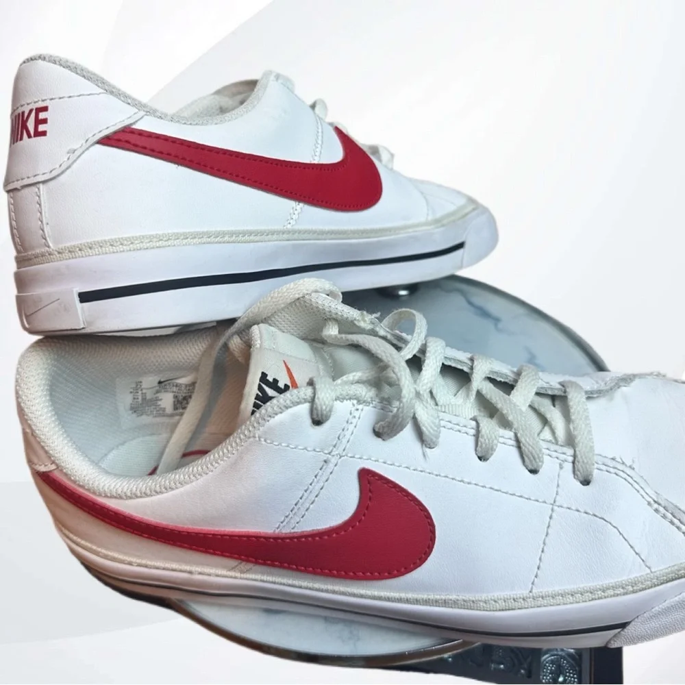 Nike White Sneakers with Red Swoosh